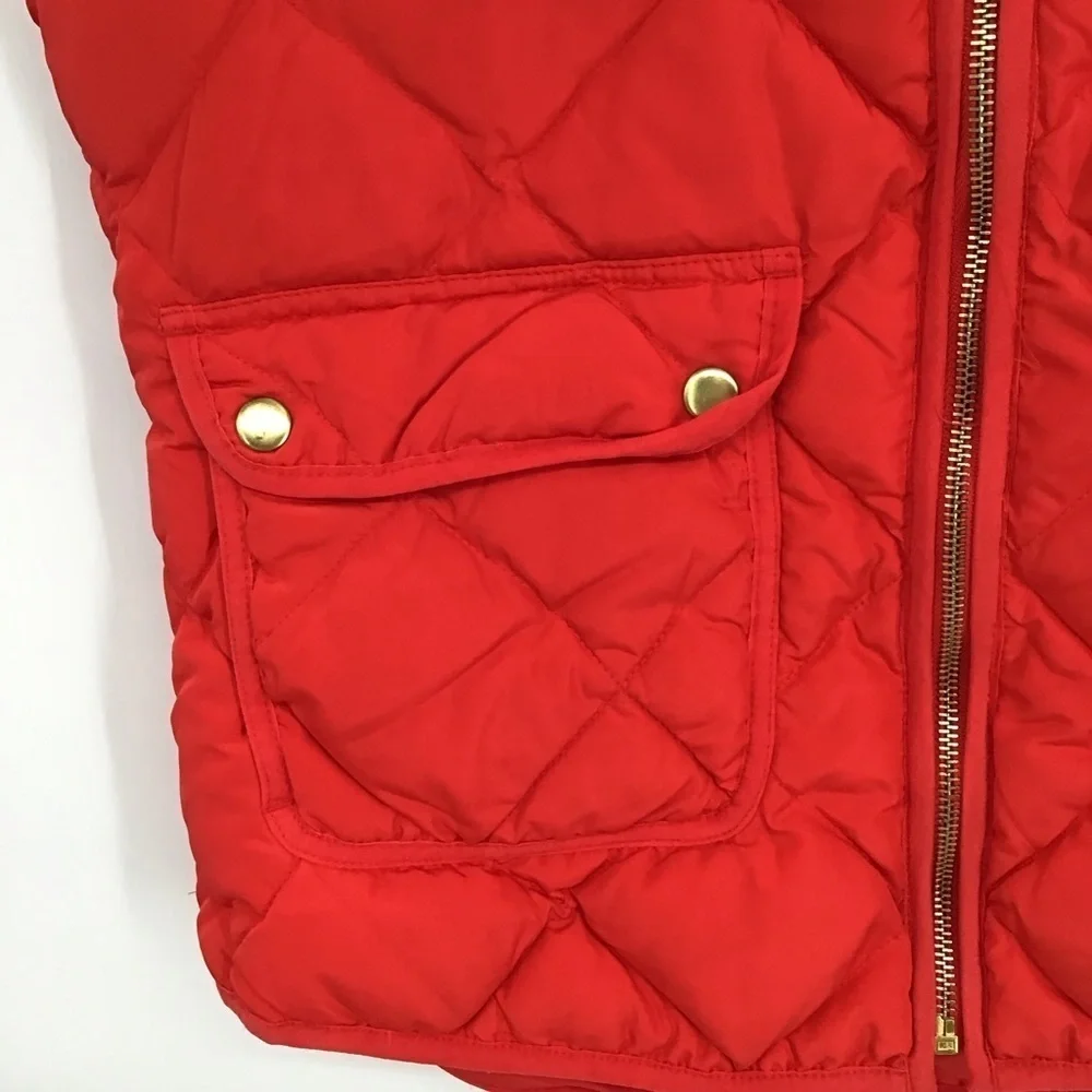 Woolrich Women’s Duck Down Puffer Vest Full Zip Insulated Pockets Red Size Med